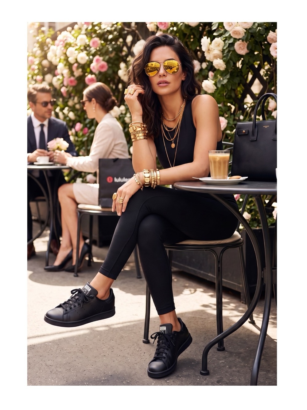 adidas ★ Stan Smith Low Profile Sneaker Tennis Shoes ★ Black Vegan Leather ★ 7M